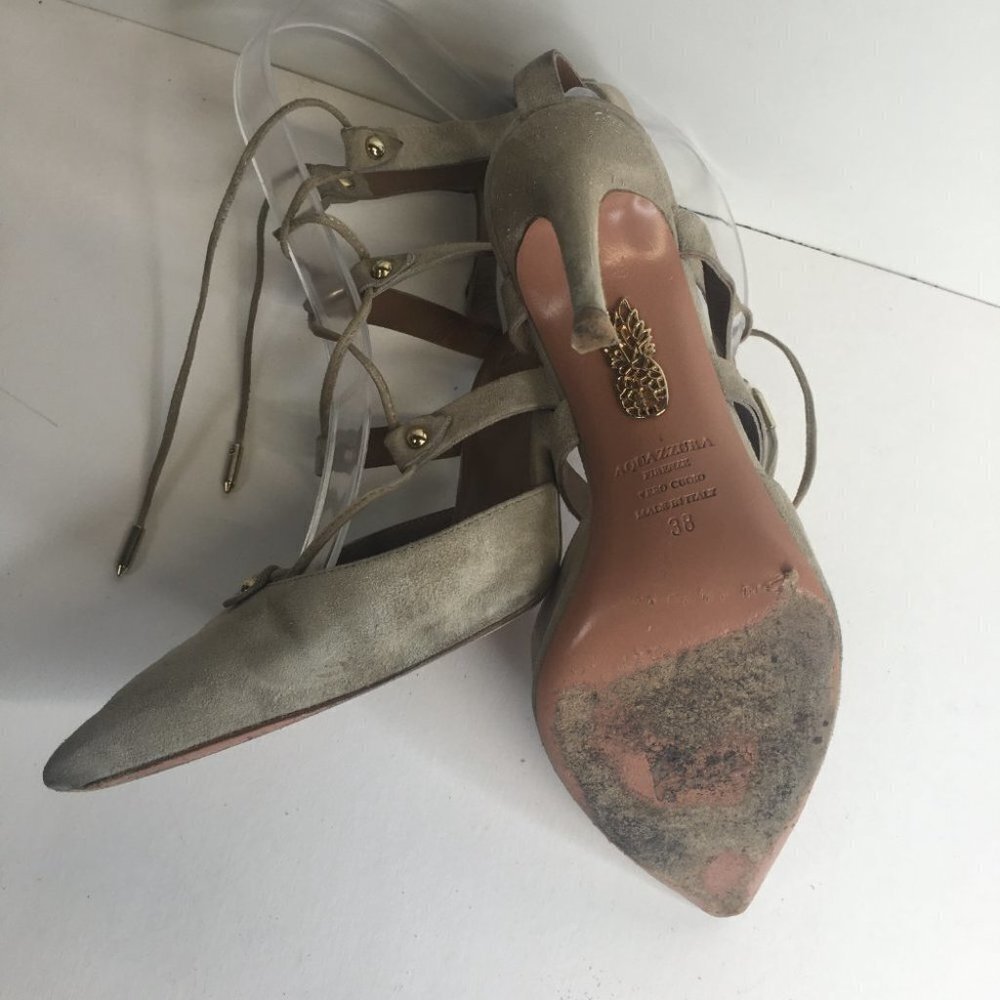 Aquazzura Suede Lace-Up Pumps Size 38 - Picture 10 of 10